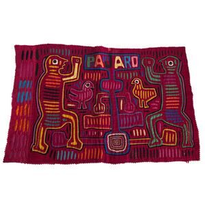 Kuna Mola Panama Pajaro Bird Animal Folk Art Reverse Applique Textile